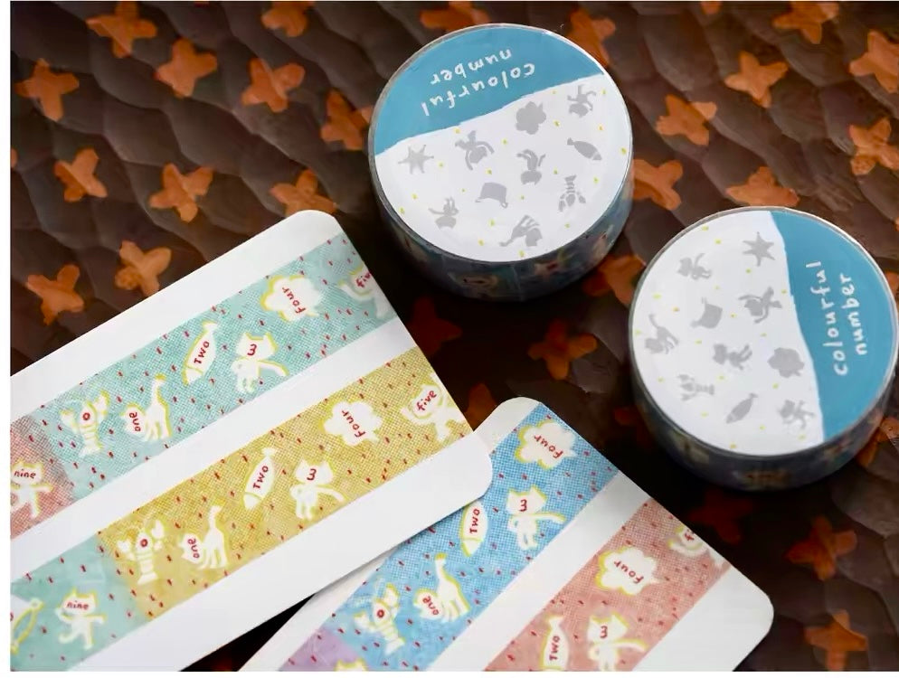 NEW! Sycolexxx - Colorful Numbers | 1.5cm Washi Tape | NO Release Paper | 5.17M