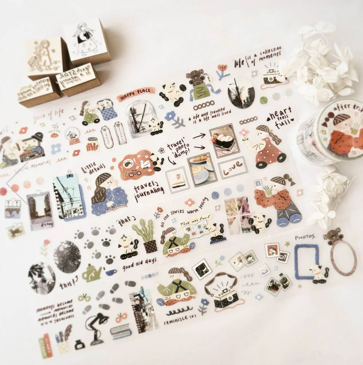 Journal Pages X Haba _ Megumi X Rabch - After Trip | Kiss-cut | 6cm Matte Tape | Release Paper