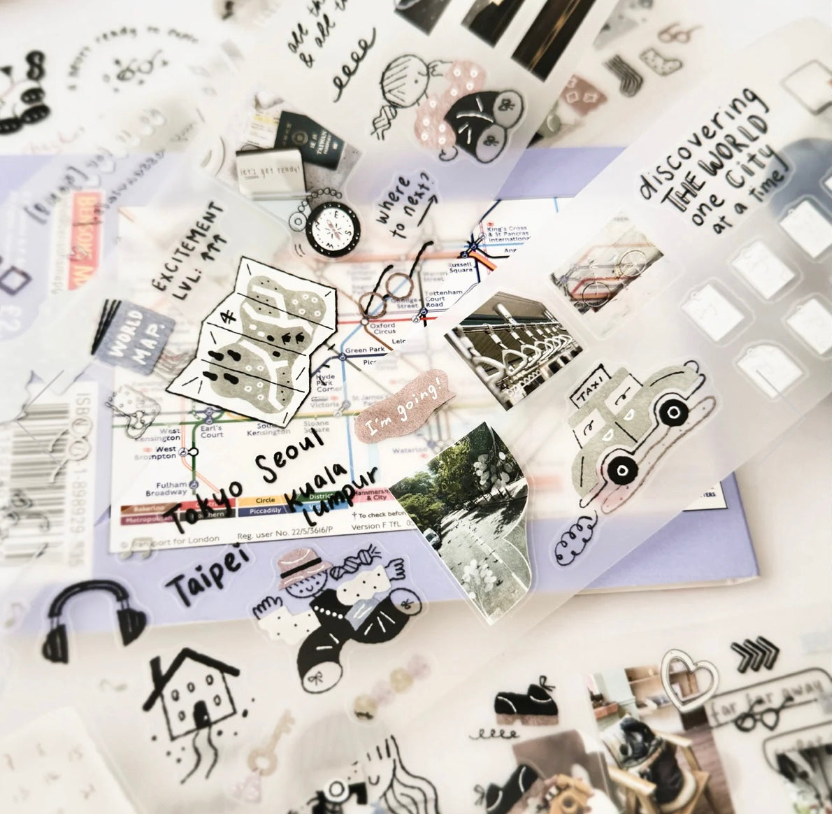 Journal Pages X Haba _ Megumi X Rabch - Before Trip | Kiss-cut | 6cm Matte Tape | Release Paper