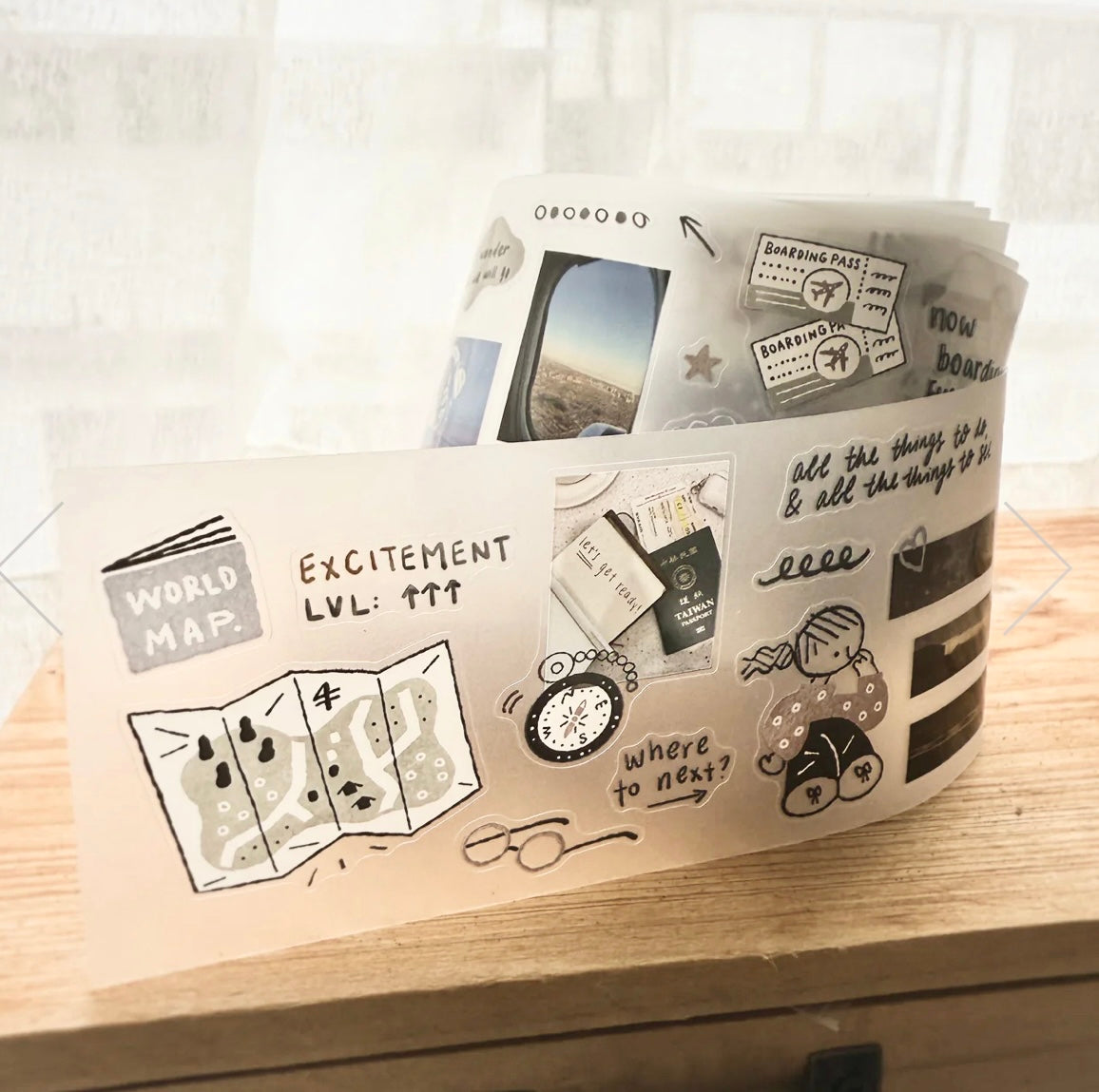 Journal Pages X Haba _ Megumi X Rabch - Before Trip | Kiss-cut | 6cm Matte Tape | Release Paper