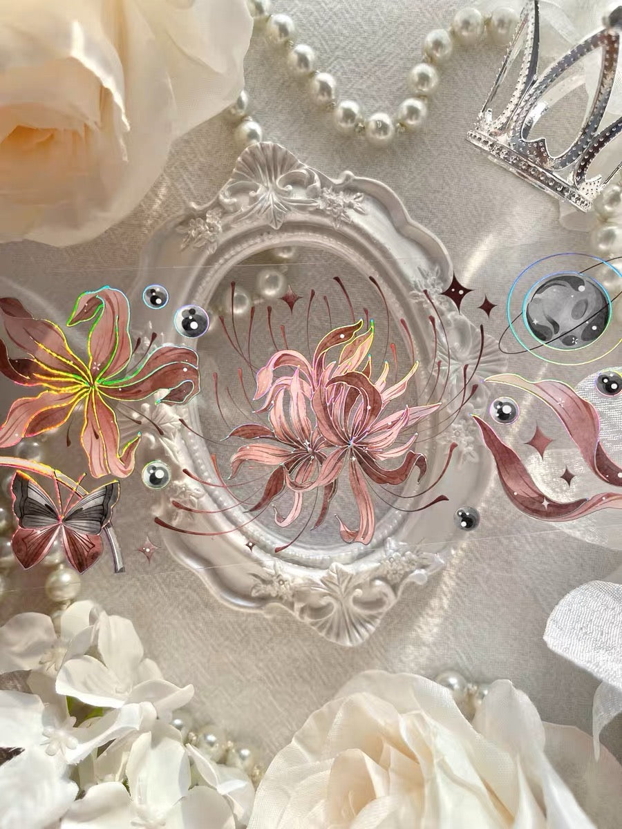 YYR Studio -Lycoris Radiata - Red | 6cm Laser Sliver PET Tape | Release Paper