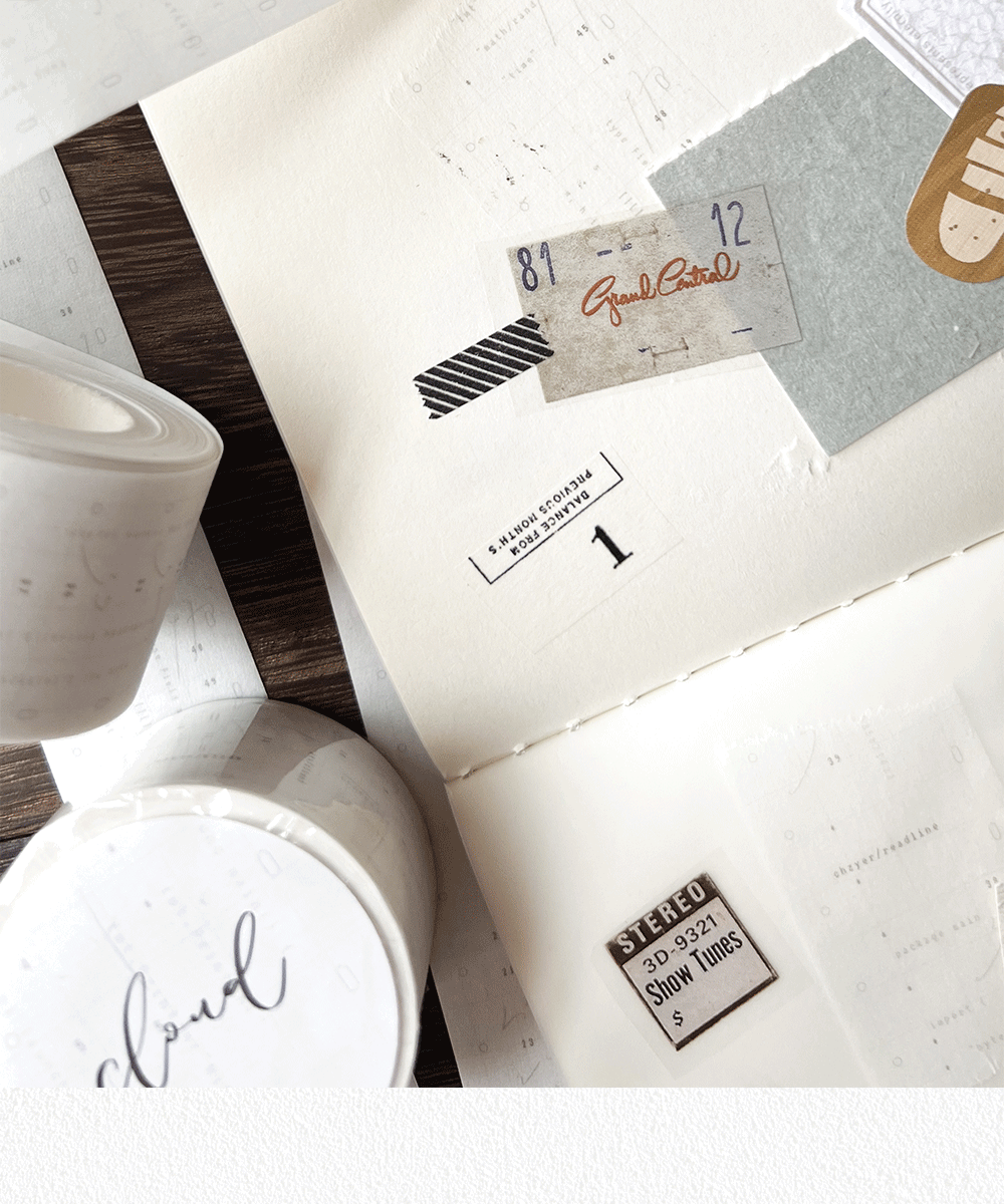 Jr.journal - Cloud | 3cm Washi Tape | Basic | Background |Release Paper