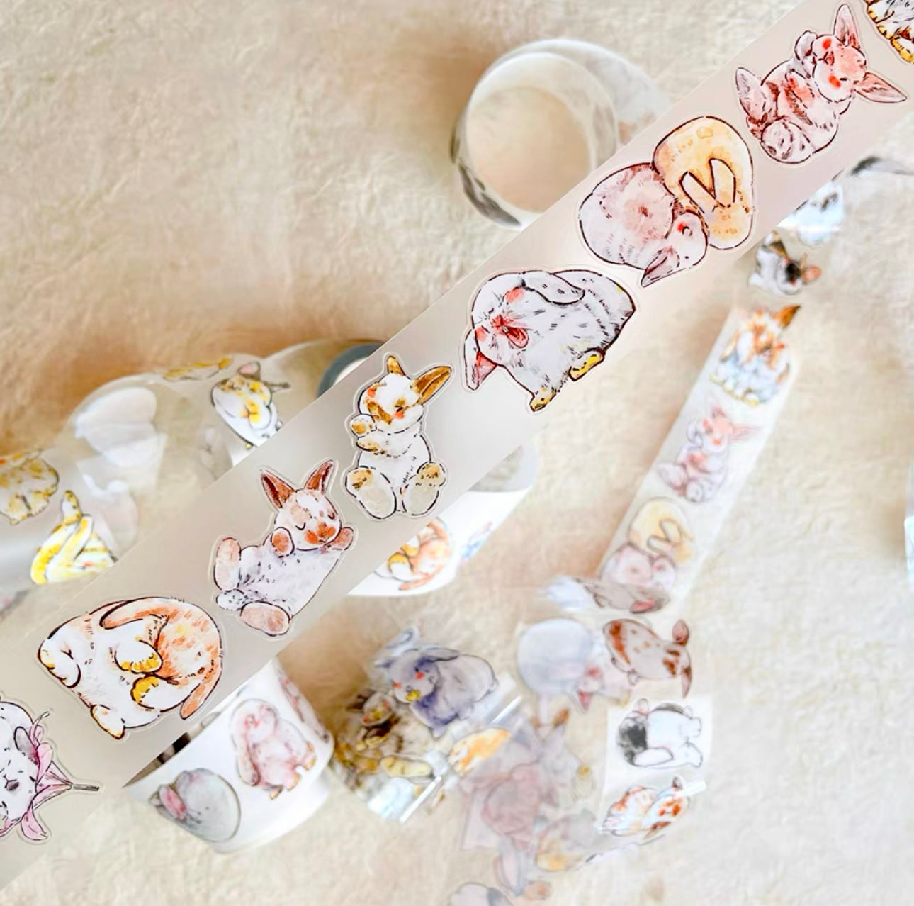 DingDing - A34 Bunny | Kiss-cut | 3.5cm Matte PET Tape | Release Paper | 6M