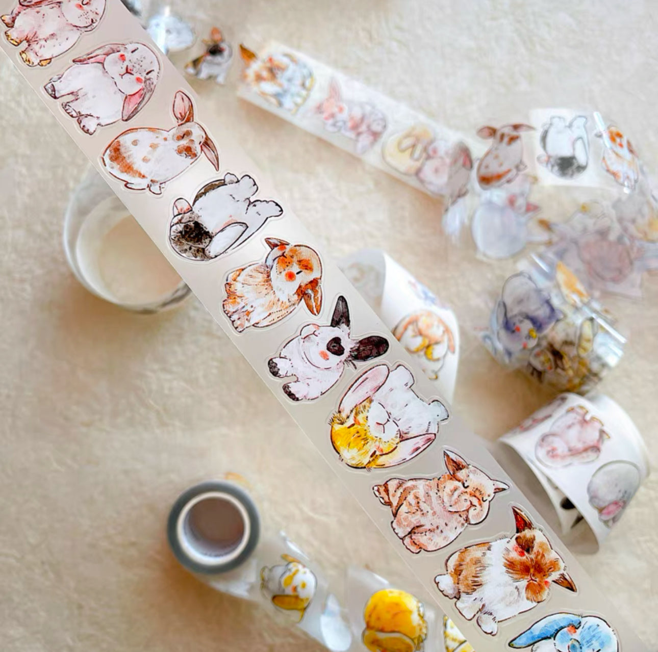 DingDing - A34 Bunny | Kiss-cut | 3.5cm Matte PET Tape | Release Paper | 6M
