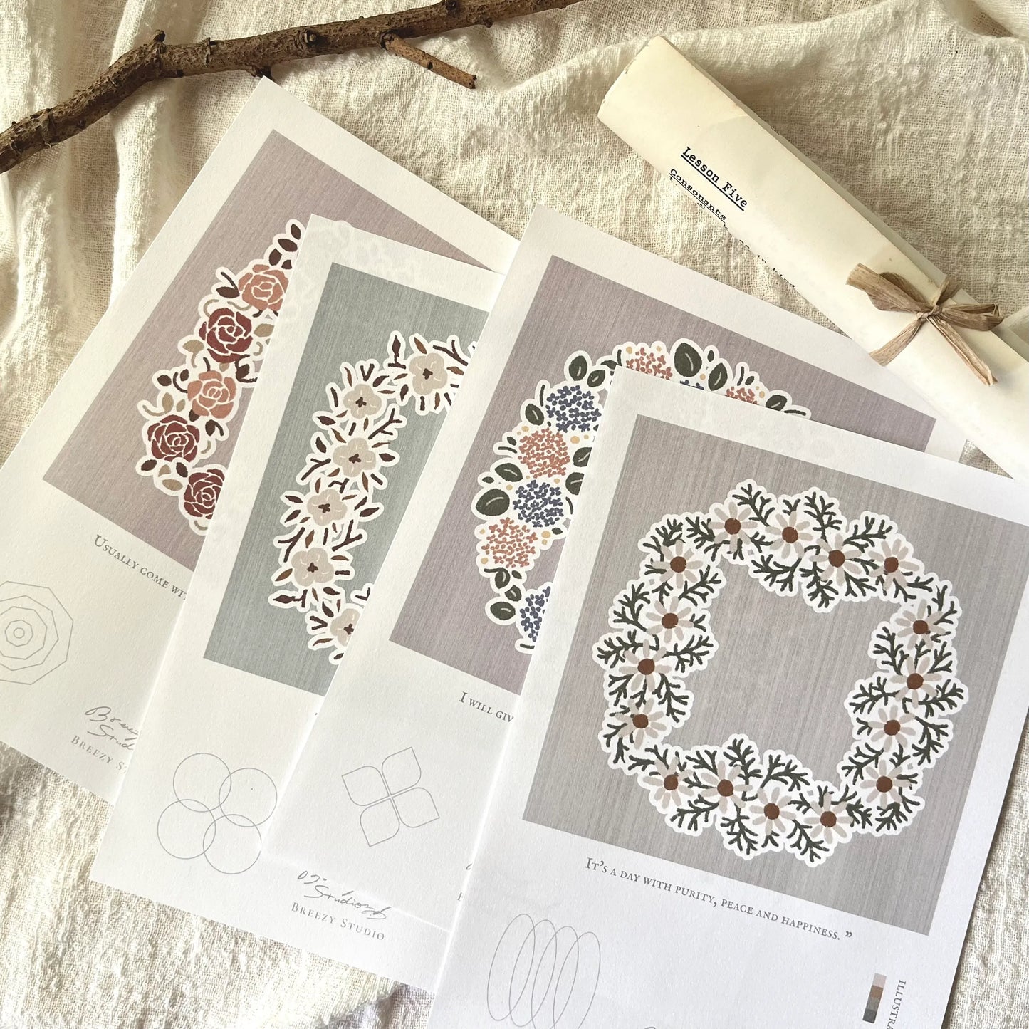 Breezy Studio - お花屋さん | 4 Sheets Hanaya Poster | Ephemera Paper
