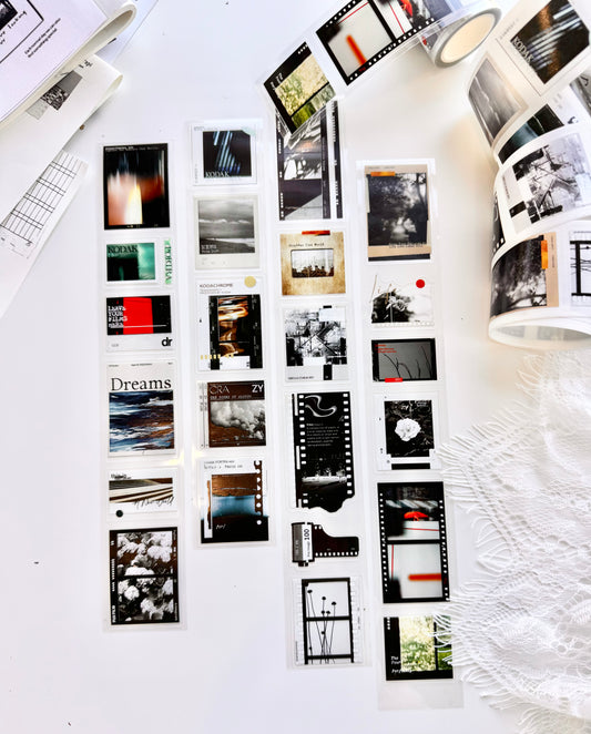 Two Raccoons - Silent Film Glow| 4cm Kiss-cut Tape | Release Paper | 5M