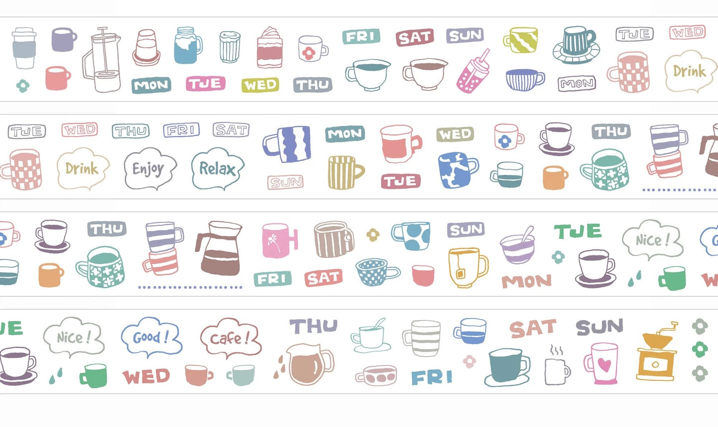 Two Raccoons - Daily Coffee | 3.5cm Kiss-cut Washi Tape | Release Paper | 5M