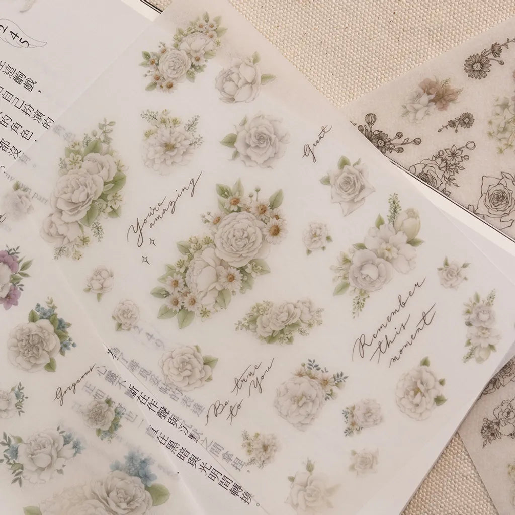 New Loidesign - White Rose | 3 Sheets | Rub On Sticker