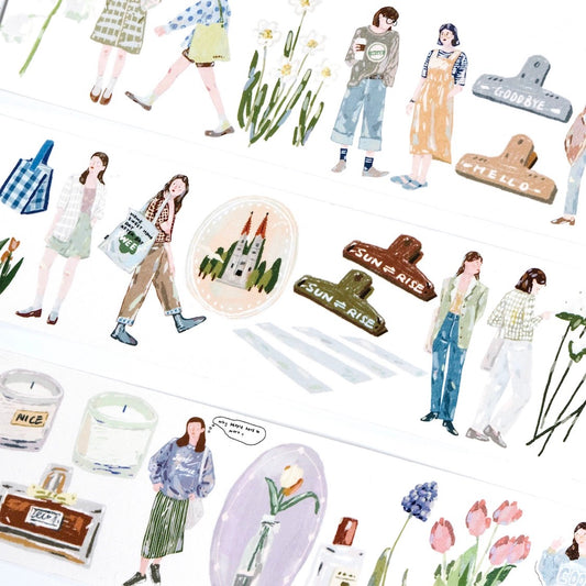 Bieguan Studio  - Go Out For A Walk | 6cm Washi Tape |  Release Paper