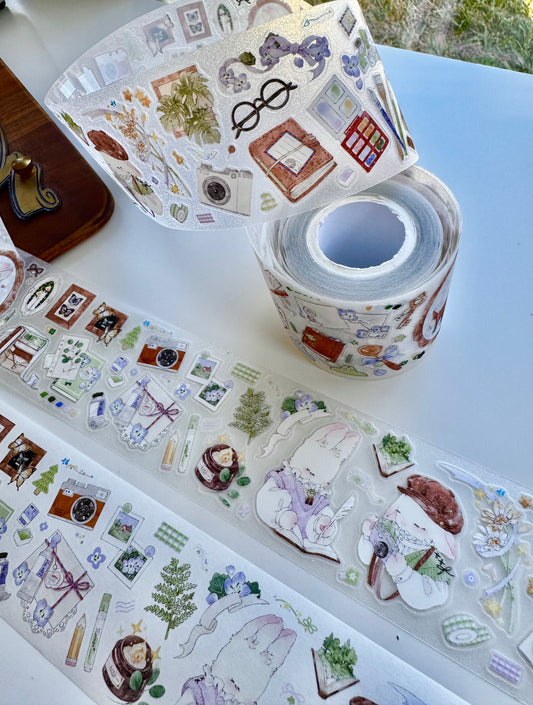 NEW! Sweet Pear Studio - Bunny Stationery Store | Kiss-cut | 5cm Glitter PET Tape | Release Paper | 5M