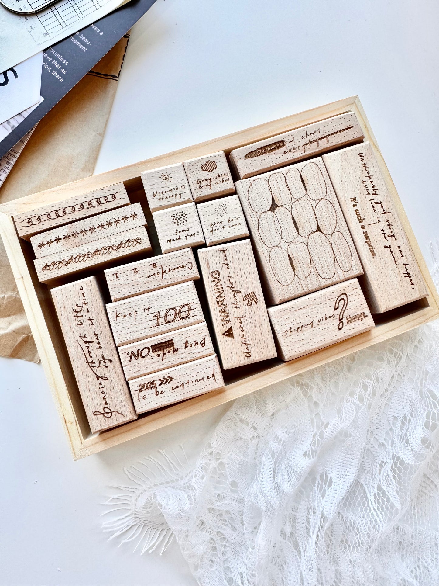 NEW! Two Raccoons X Partialafra - Beautiful Chaos | Wooden Box | Rubber Stamp