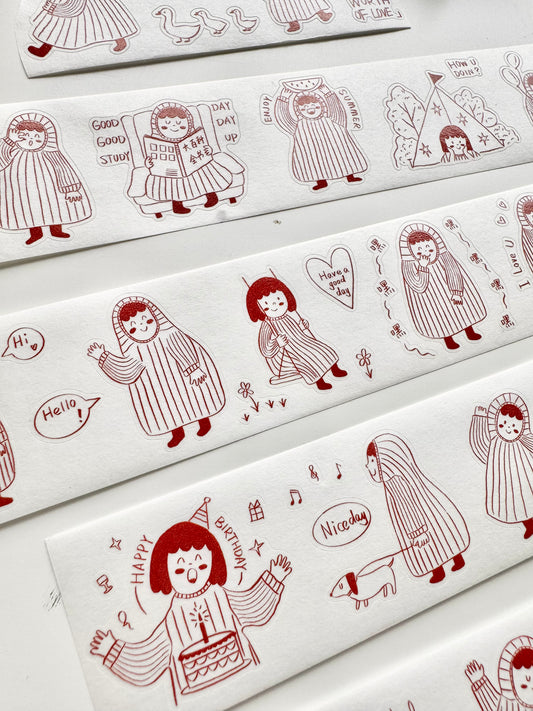 NEW! Xiyue Studio - Dudu | Red Color| Kiss-cut | 3.5cm Washi Tape |  Release Paper | 5M