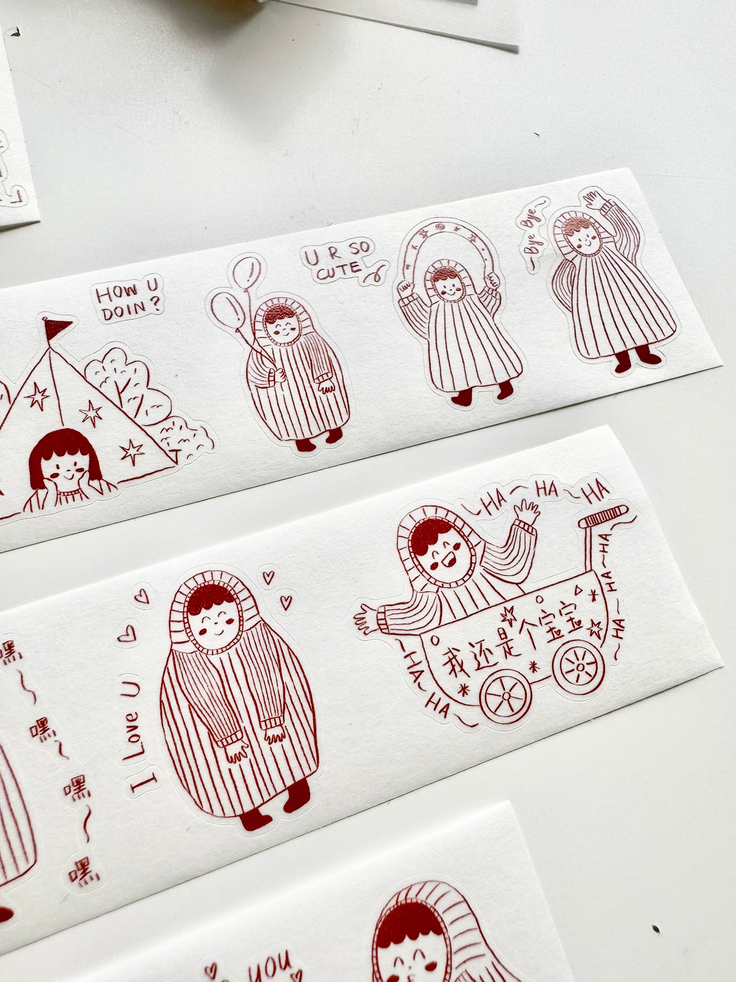 NEW! Xiyue Studio - Dudu | Red Color| Kiss-cut | 3.5cm Washi Tape | Release Paper | 5M