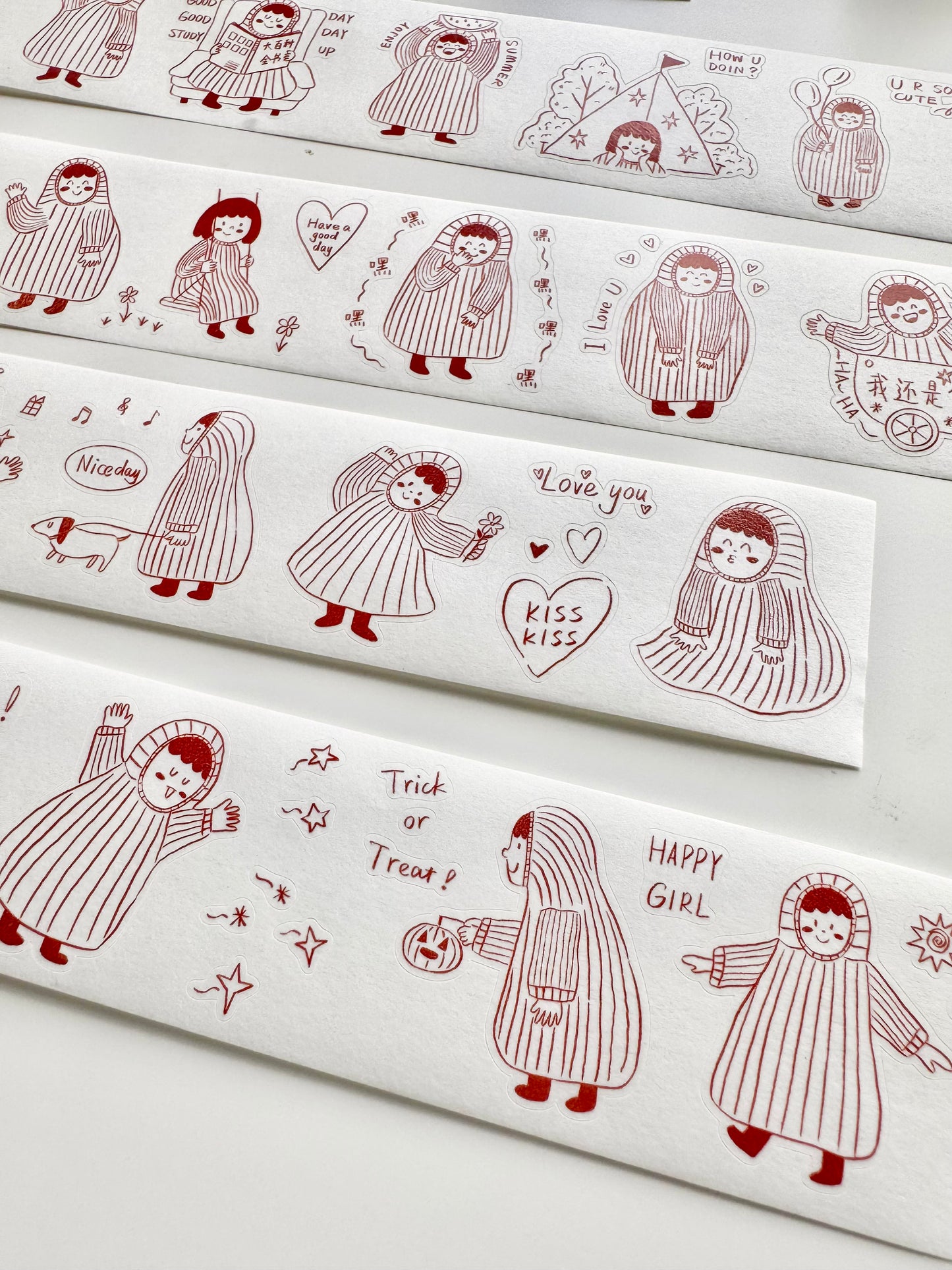 NEW! Xiyue Studio - Dudu | Red Color| Kiss-cut | 3.5cm Washi Tape | Release Paper | 5M