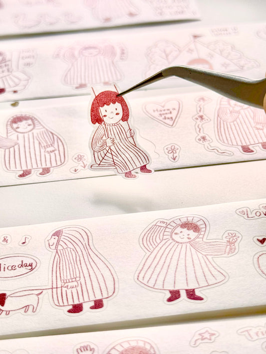 NEW! Xiyue Studio - Dudu | Red Color| Kiss-cut | 3.5cm Washi Tape |  Release Paper | 5M