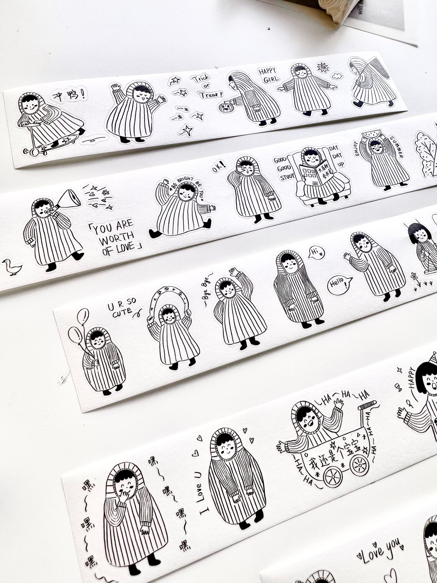 NEW! Xiyue Studio - Dudu | Black Color| Kiss-cut | 3.5cm Washi Tape | Release Paper | 5M