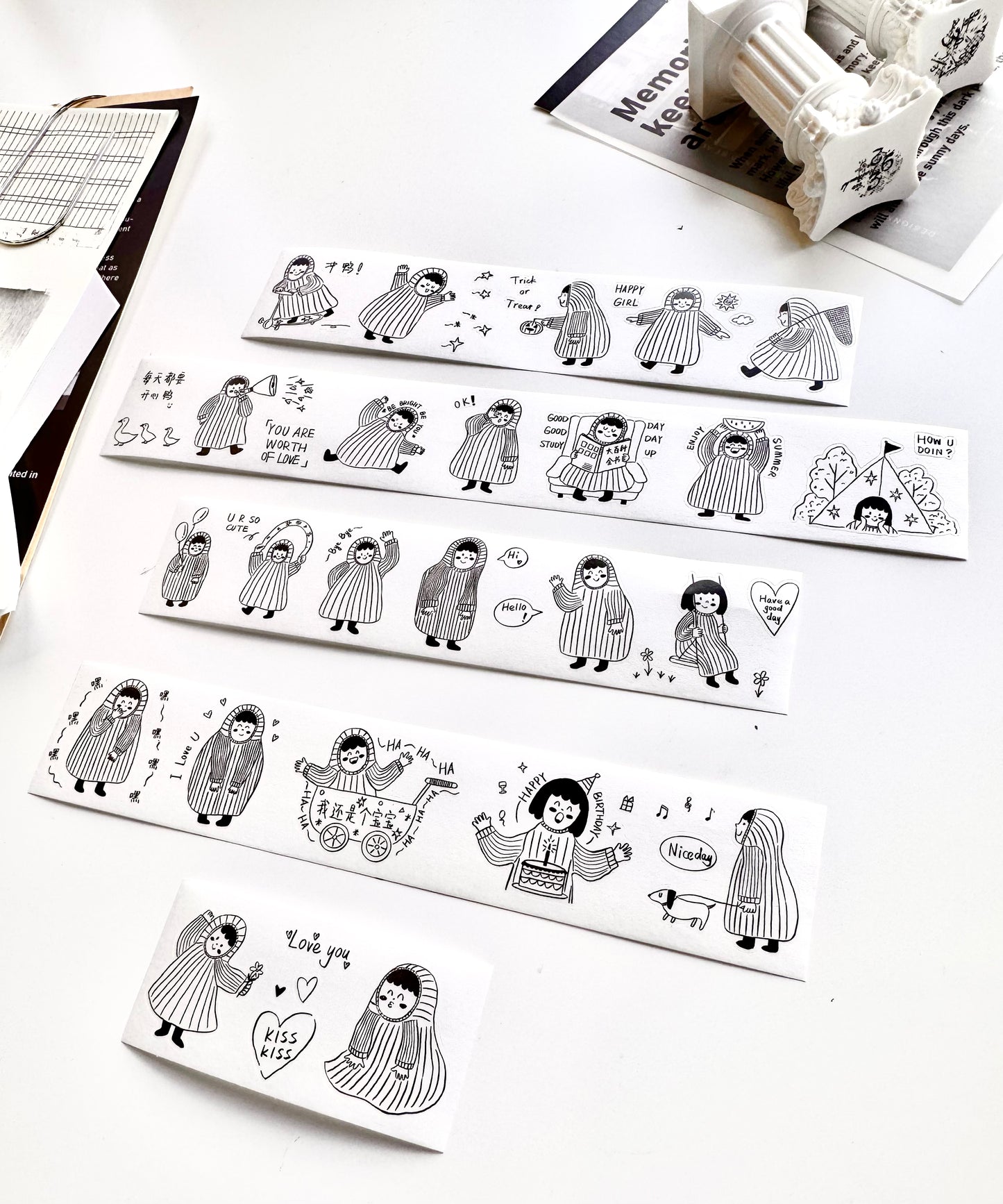 NEW! Xiyue Studio - Dudu | Black Color| Kiss-cut | 3.5cm Washi Tape | Release Paper | 5M