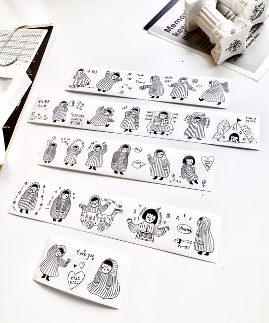 NEW! Xiyue Studio - Dudu | Black Color| Kiss-cut | 3.5cm Washi Tape |  Release Paper | 5M