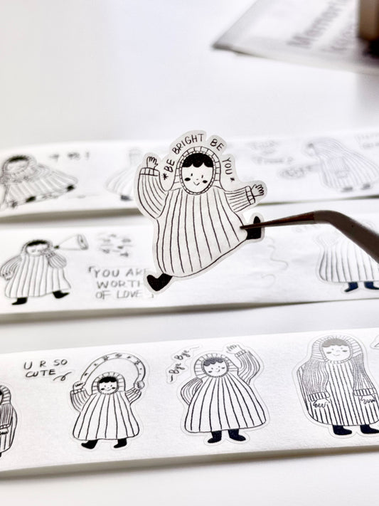 NEW! Xiyue Studio - Dudu | Black Color| Kiss-cut | 3.5cm Washi Tape |  Release Paper | 5M