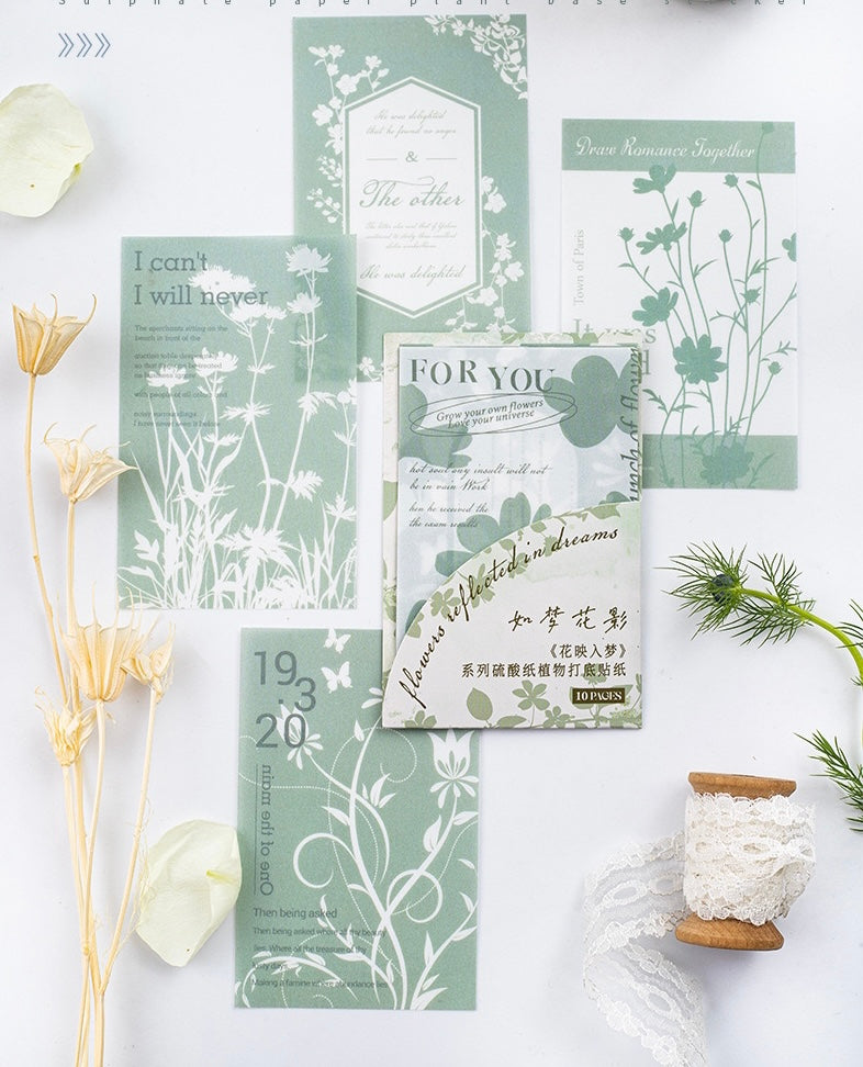 10 Sheets sticker - Flower Effected In Dream | Vellum Paper | Ephemera Paper