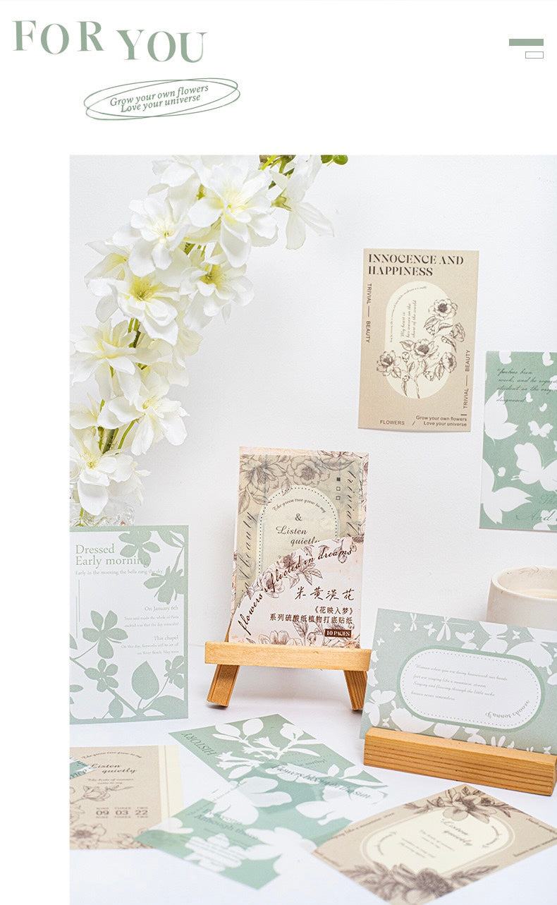 10 Sheets sticker - Flower Effected In Dream | Vellum Paper | Ephemera Paper