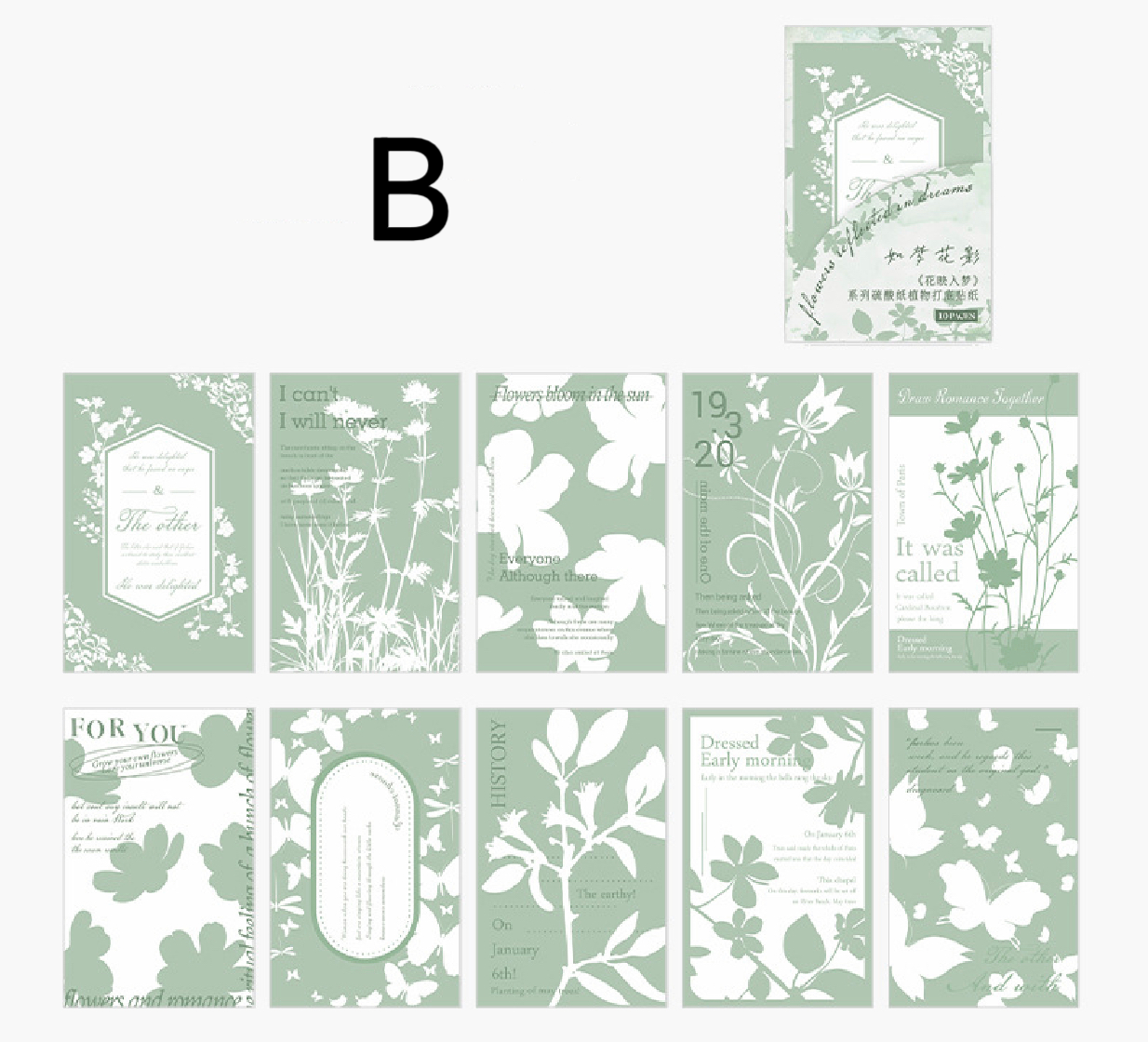 10 Sheets sticker - Flower Effected In Dream | Vellum Paper | Ephemera Paper
