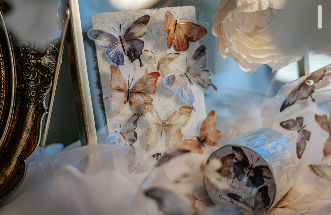NEW Meow Illustration - Beautiful Butterfly | Iridescent PET Tape | Release Paper