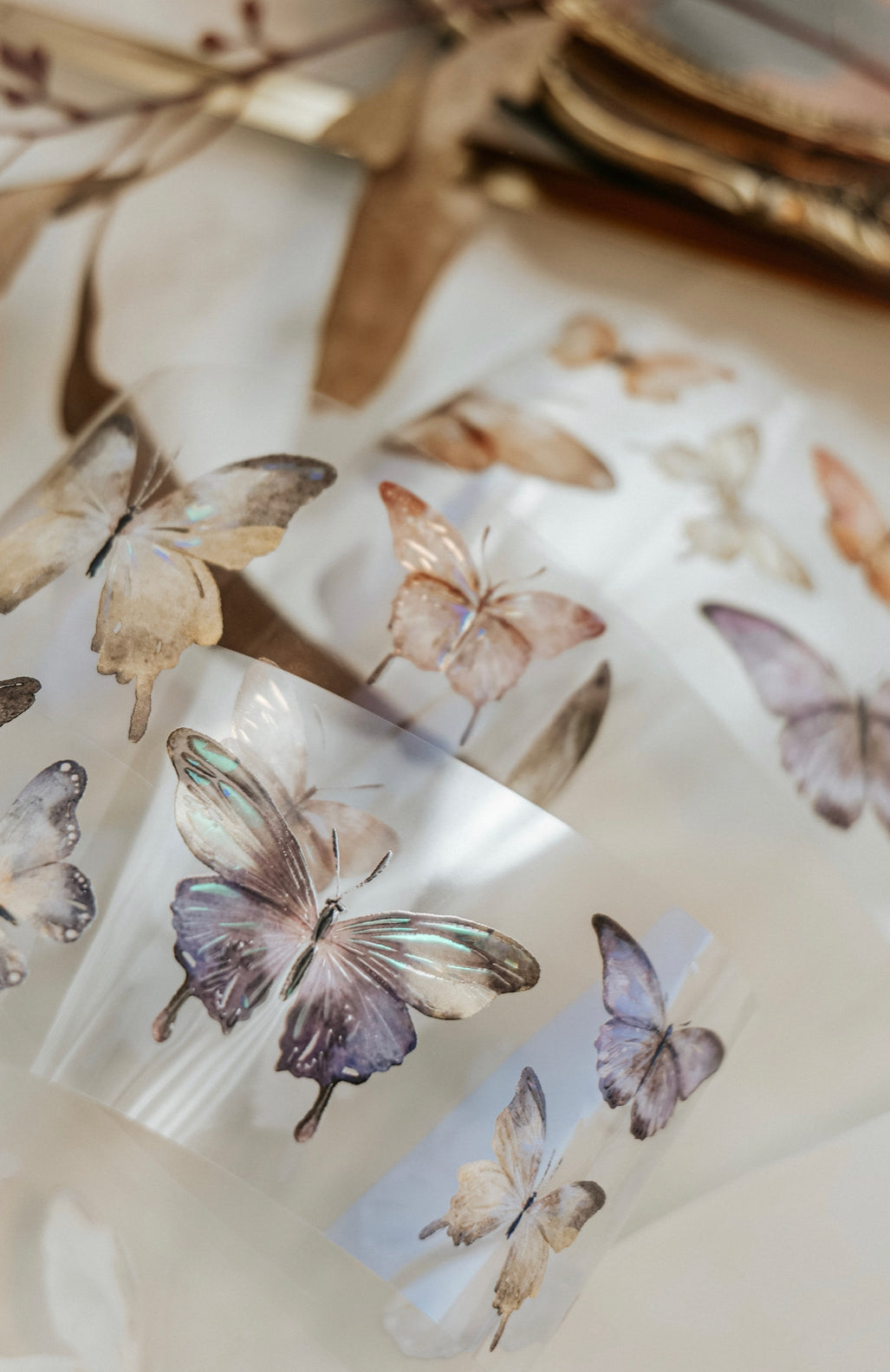 NEW Meow Illustration - Beautiful Butterfly | Iridescent PET Tape | Release Paper