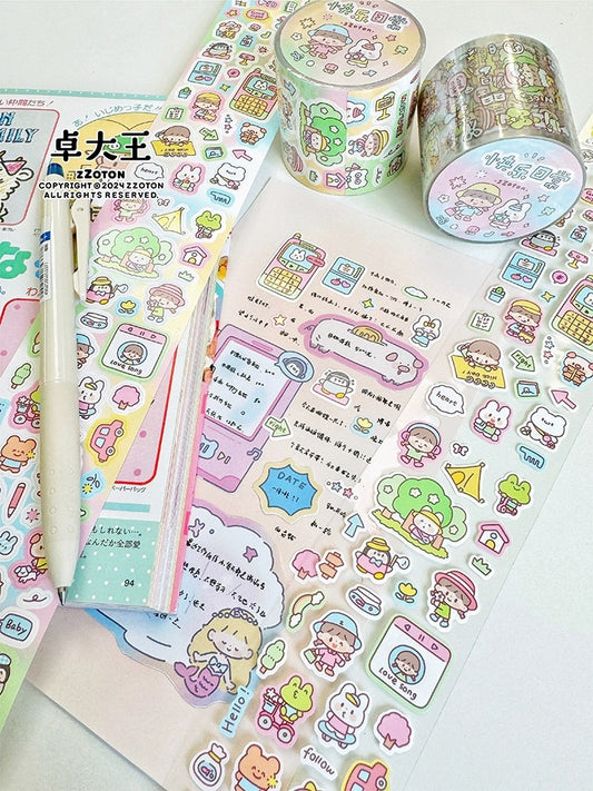 Molinta - Happy Daily | Die Cut| 4.5cm Sticker Paper Tape | Release Paper