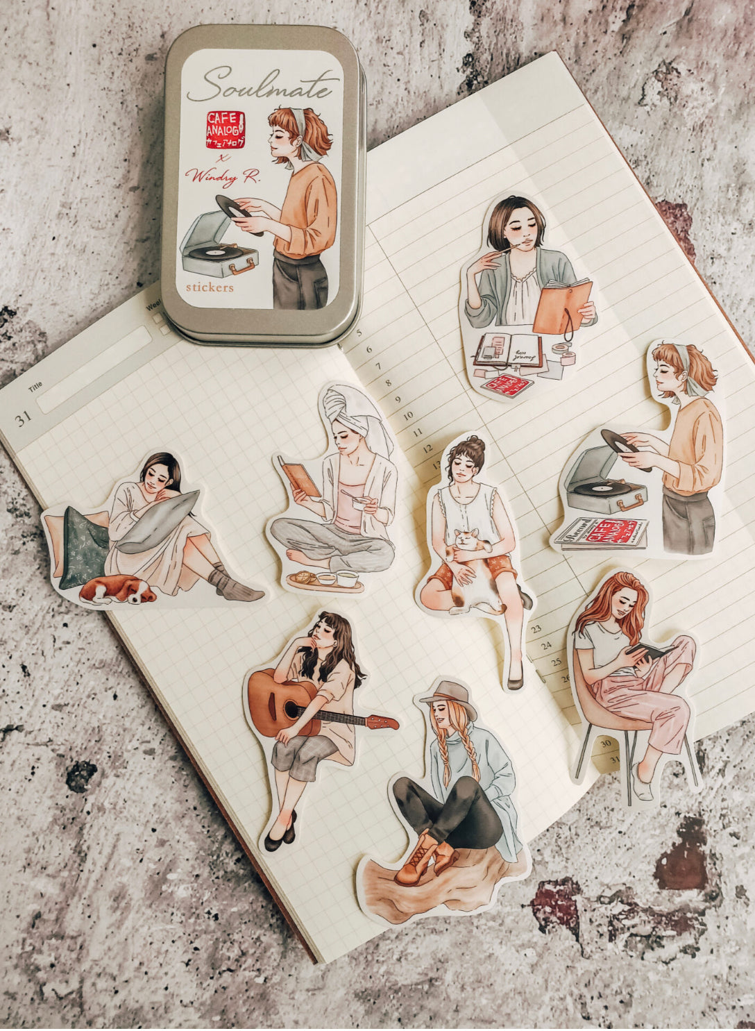 NEW Cafe Analog X Windry - Soulmate | 20pcs Stickers | Tin Box
