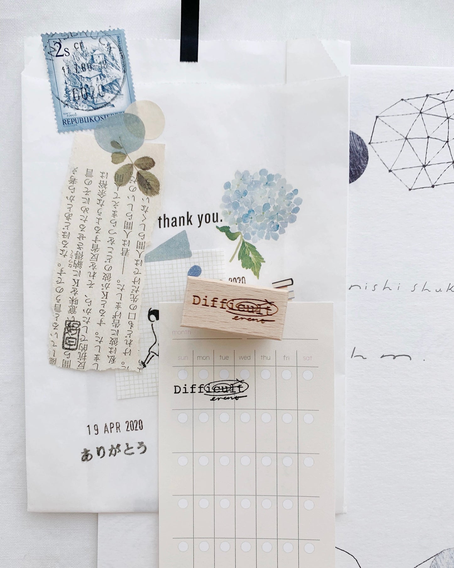 Two Raccoons X Partialafra - Mantras | Wood Box | Rubber Stamp Set