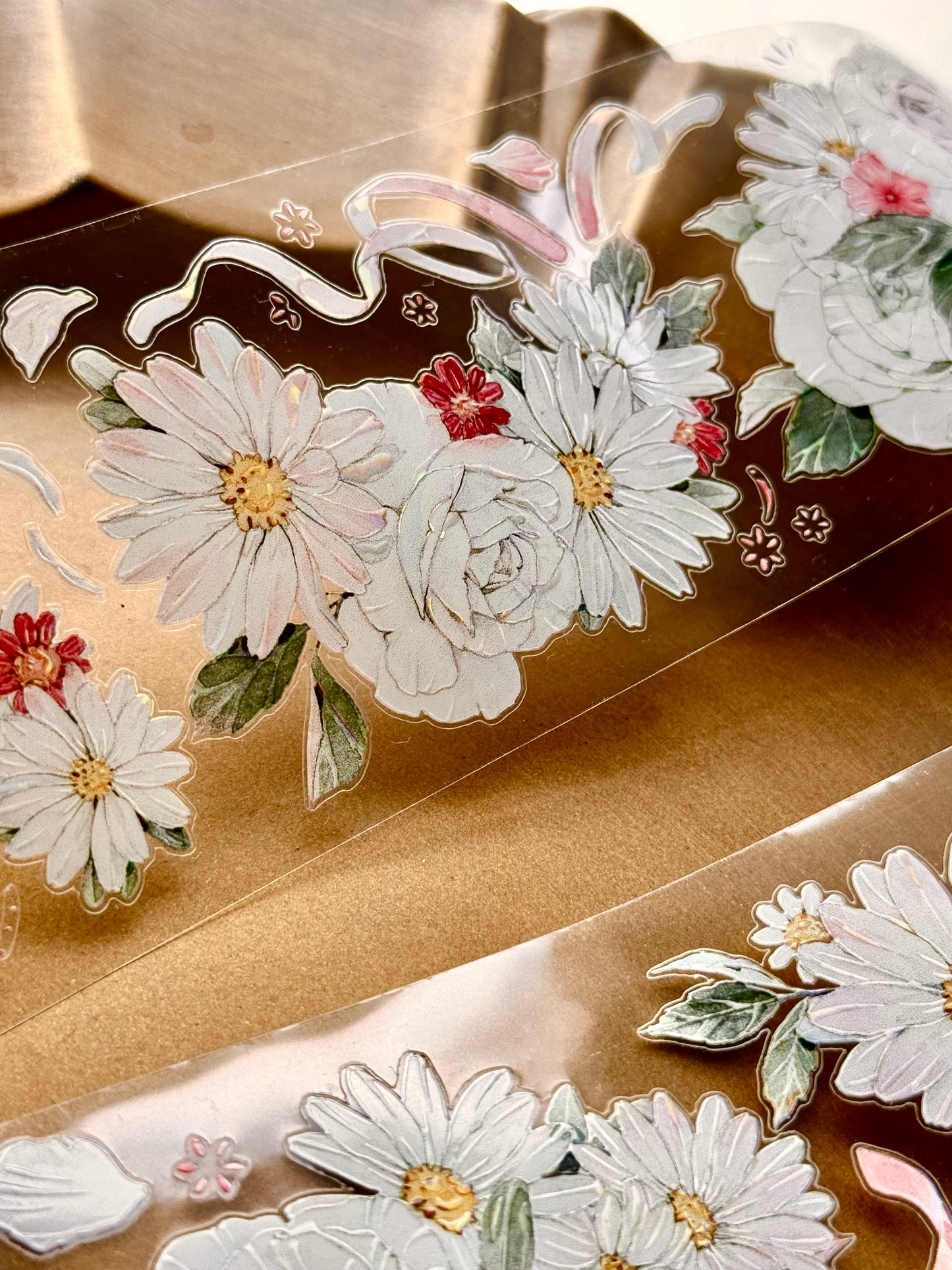 NEW! MJ - White | Kiss-cut | 6cm Iridescent PET Tape | Release Paper | 5M