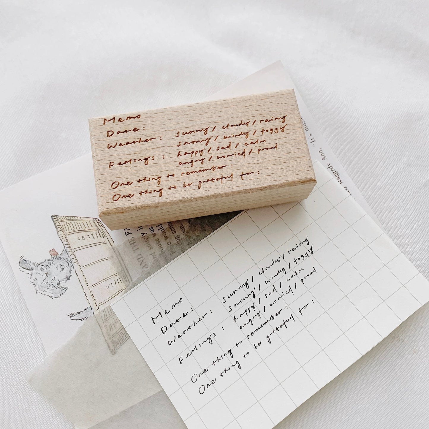 Two Raccoons X Partialafra - Mantras | Wood Box | Rubber Stamp Set