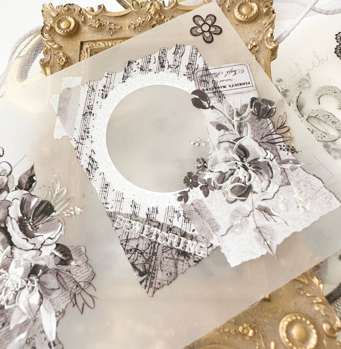 NEW! Journal Pages - Dark Romance - Number | Sliver Foil | 7.5cm PET Tape | Release Paper