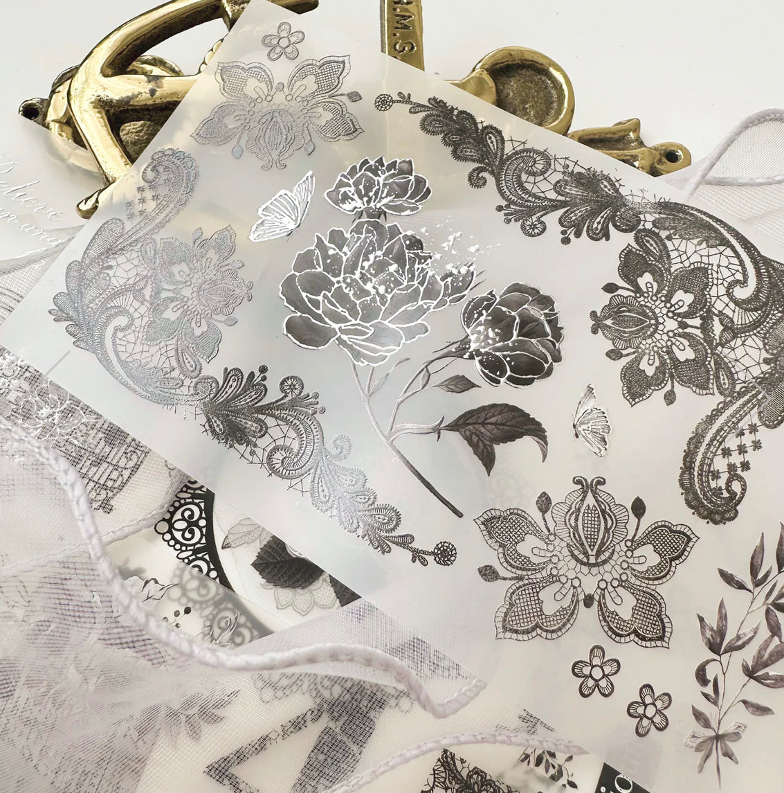 NEW! Journal Pages - Dark Romance - Number | Sliver Foil | 7.5cm PET Tape | Release Paper