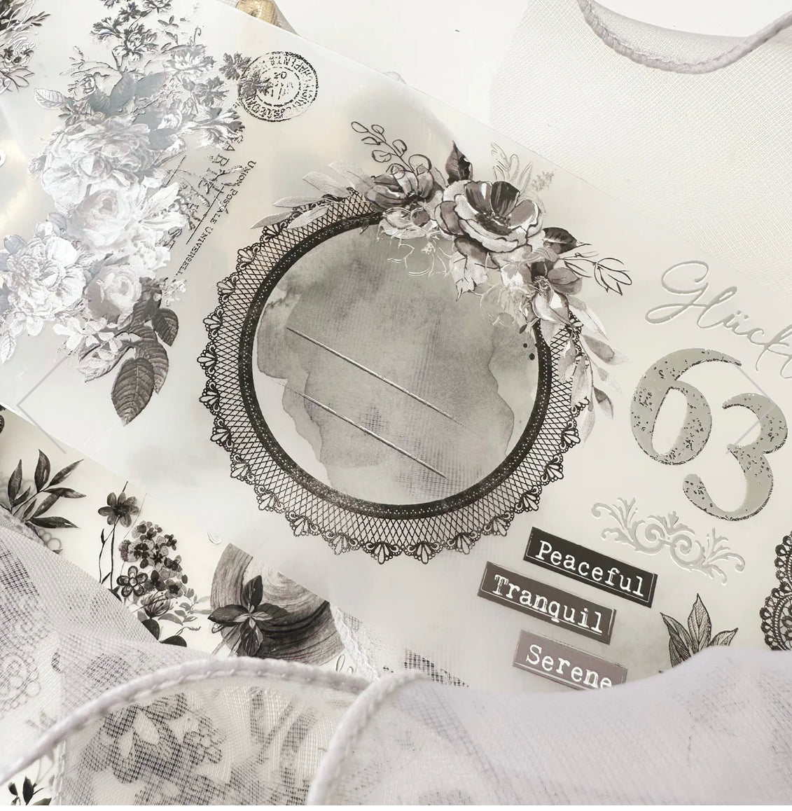NEW! Journal Pages - Dark Romance - Number | Sliver Foil | 7.5cm PET Tape | Release Paper