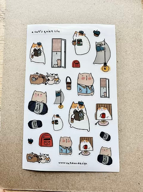 NEW! Catdoo - A cat's quiet life | 1 Sheet Die Cut PET Sticker