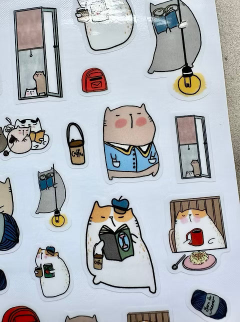 NEW! Catdoo - A cat's quiet life | 1 Sheet Die Cut PET Sticker