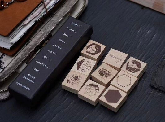 Sycolexxx - Super Hexagon | 9pcs Rubber Stamp Set