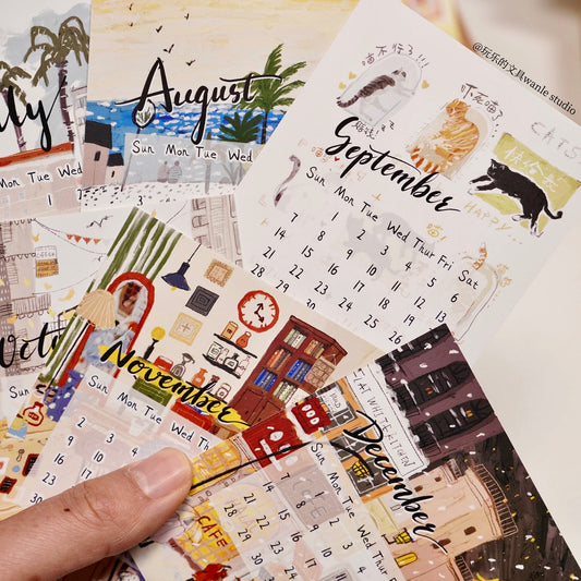 NEW! Wanle Studio - Vol.11 - The Second Half-year Calendar |  6 sheets Cards | Ephemera Paper