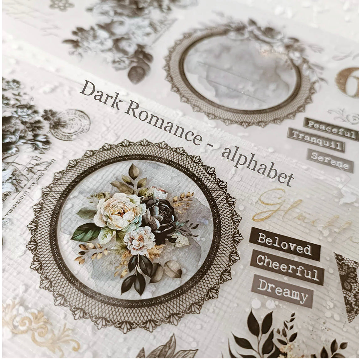 Journal Pages - Dark Romance - Alphabet | 7.5cm PET Tape | Release Paper
