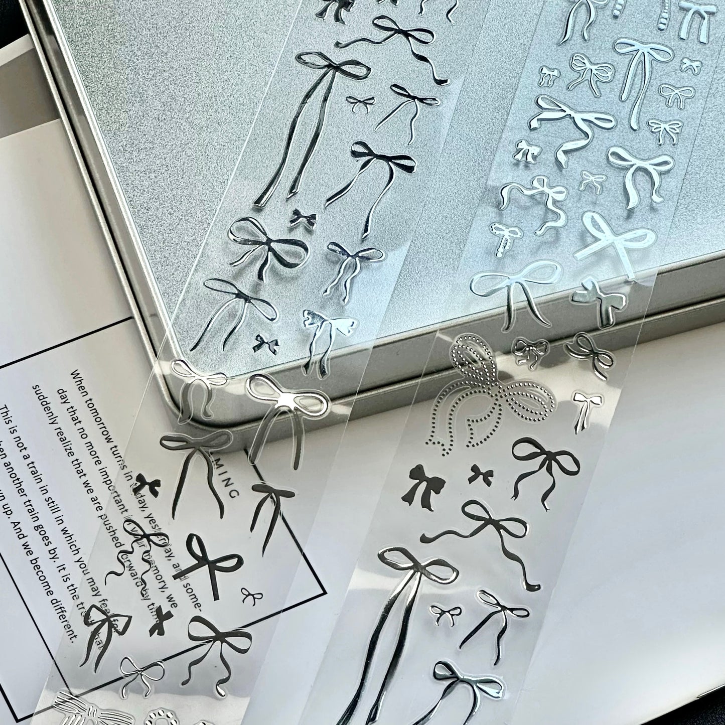 NEW! Life Tape - Silver Bowknot | Kiss-cut | Silver Foil | 4.5cm PET Tape | Release Paper | 5M