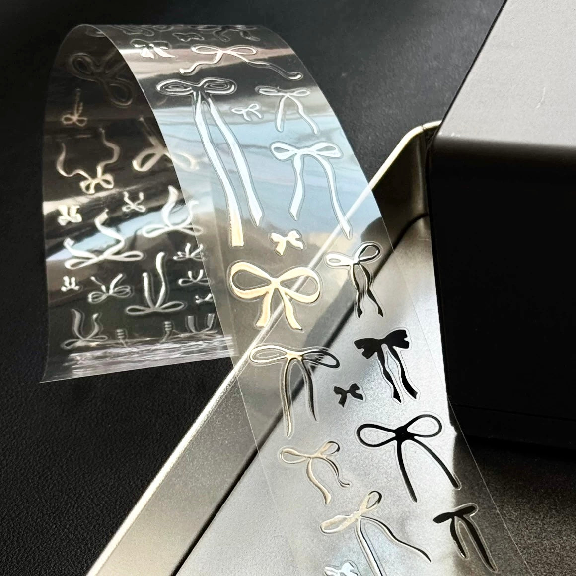 NEW! Life Tape - Silver Bowknot | Kiss-cut | Silver Foil | 4.5cm PET Tape | Release Paper | 5M