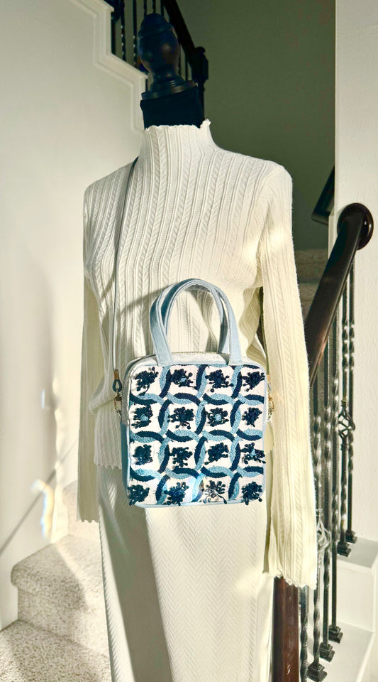 ESH Exclusive Collection - Square bag | Double-sided Pattern | Ring Flower | Handle & Crossbody | Handmade Products | mina perhonen Fabric