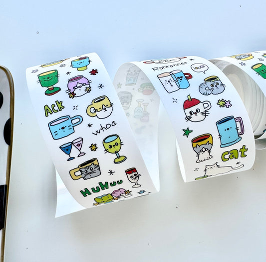 Two Clouds - Kitty Mug | Kiss-cut | 4cm Glitter Tape | Release Paper | 5M