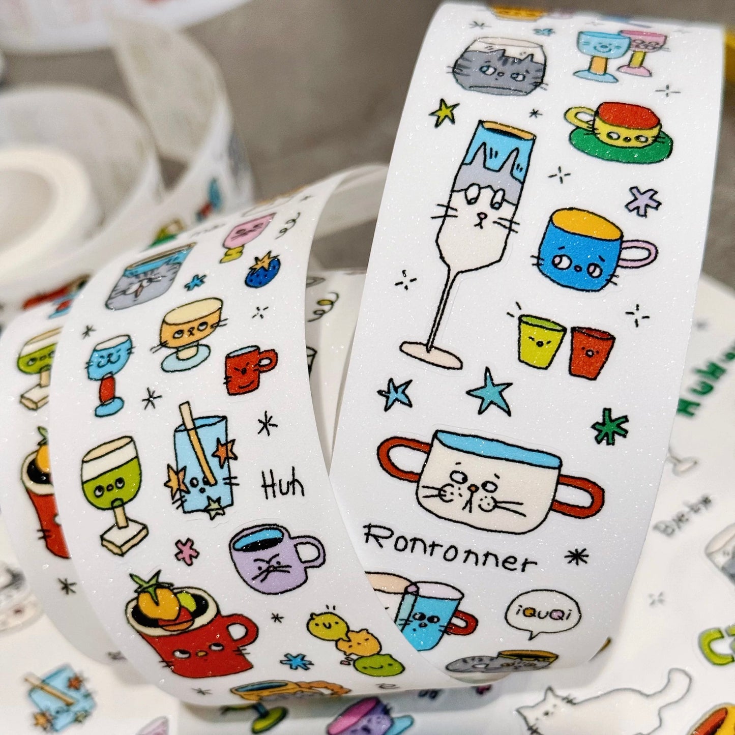 Two Clouds - Kitty Mug | Kiss-cut | 4cm Glitter Tape | Release Paper | 5M