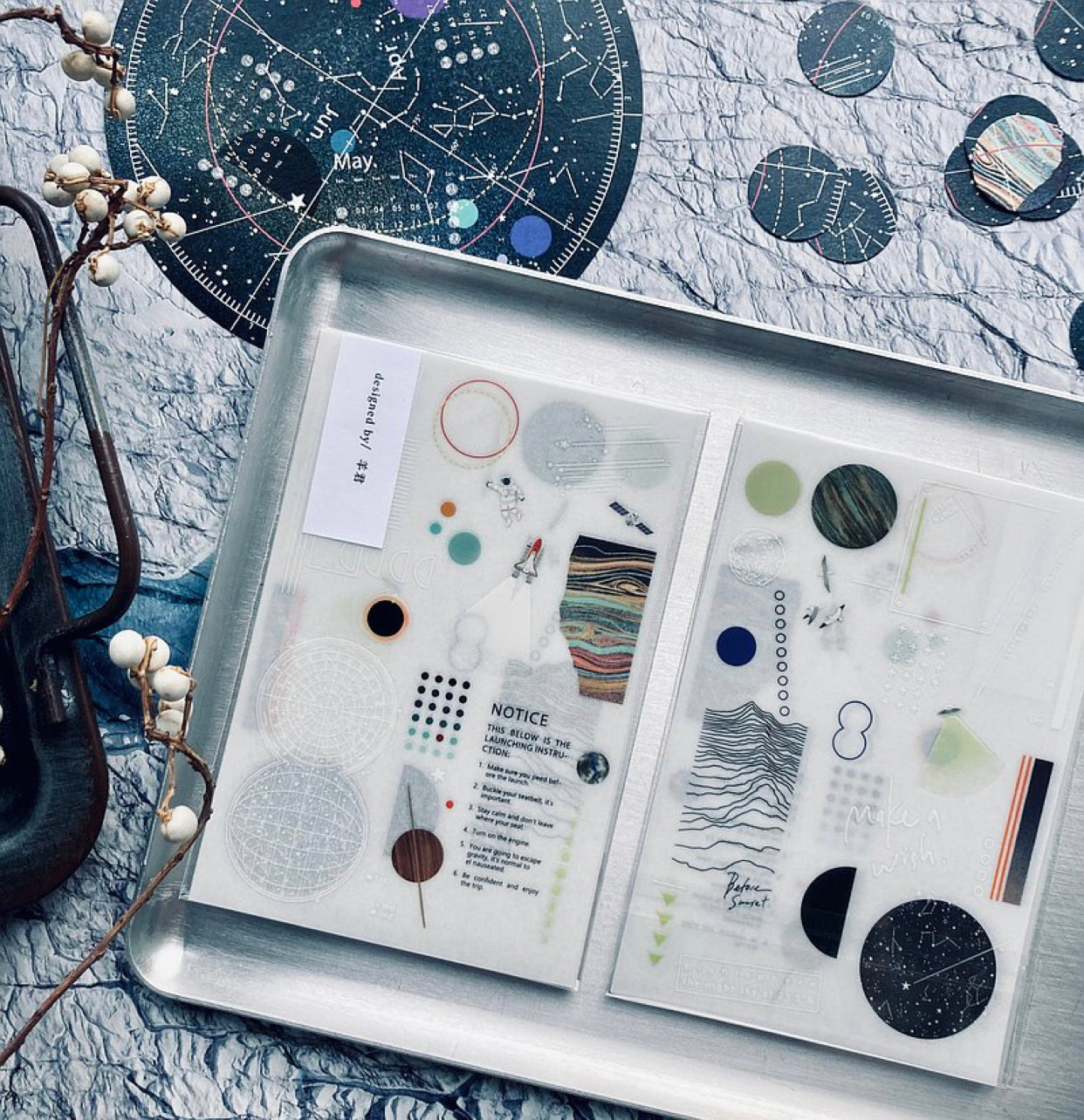 Somesortof.fern - Space | 2 Sheets | Rub On Sticker