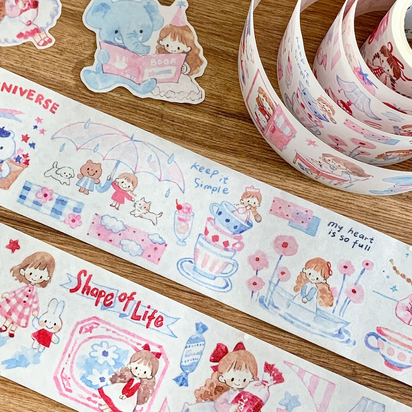 (ETA 02/12) Molinta - Colors - Pink/ Cream White/ Blue | Kiss-cut | 5cm Washi Paper | Release Paper | 5M