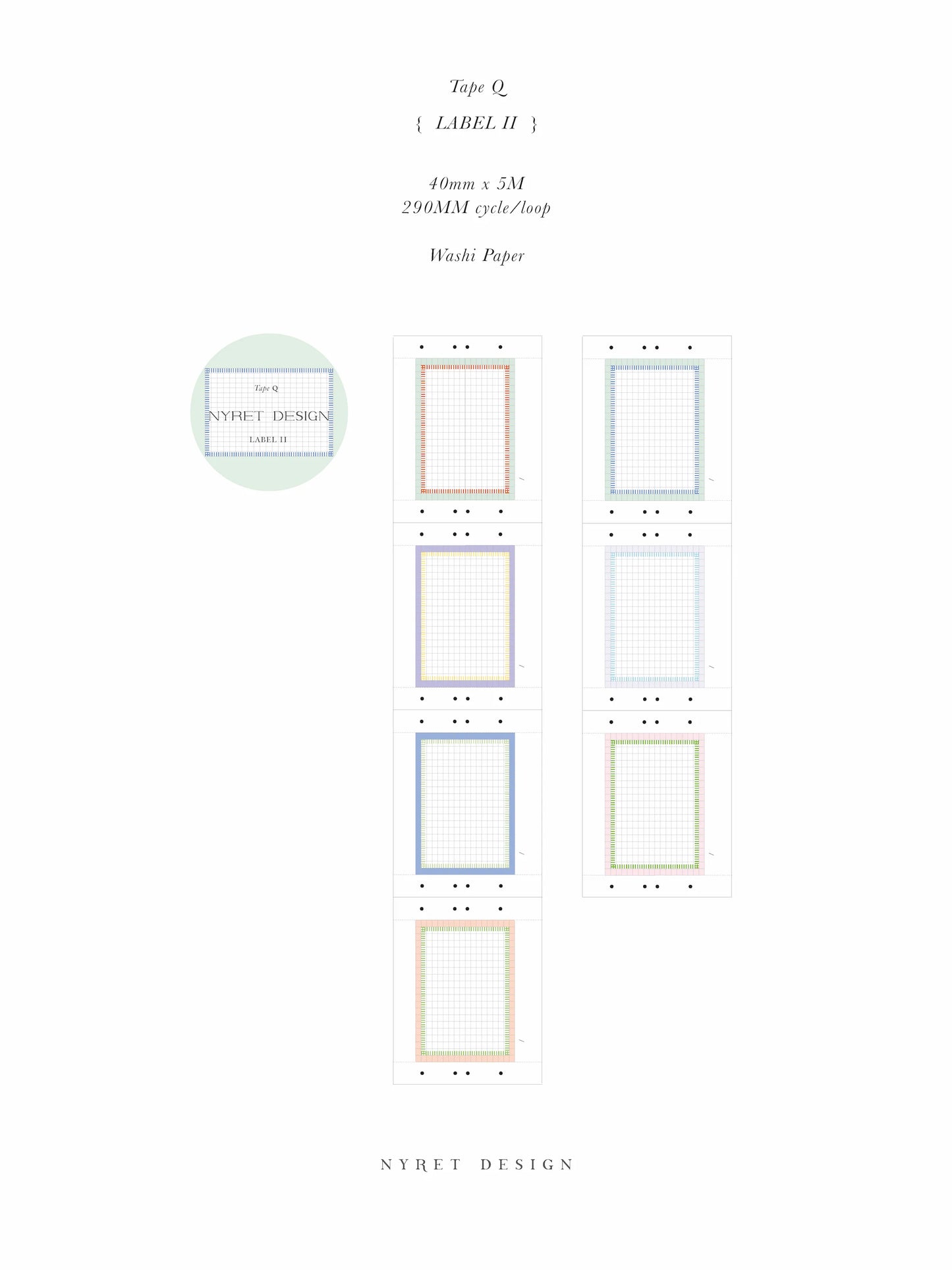 NEW! Nyret - Label II| Kiss-cut | 4cm Washi Tape | Release Paper | 5M