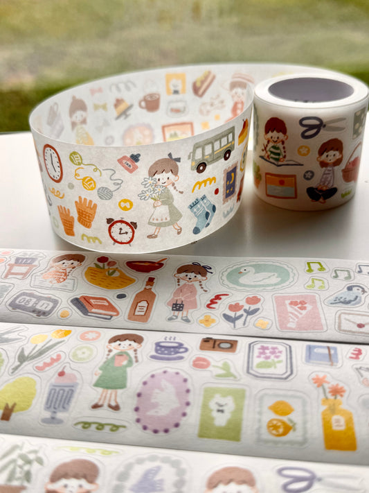 NEW! Molinta - Little Thing | 4cm Kiss-cut Washi Tape | Release Paper | 5M
